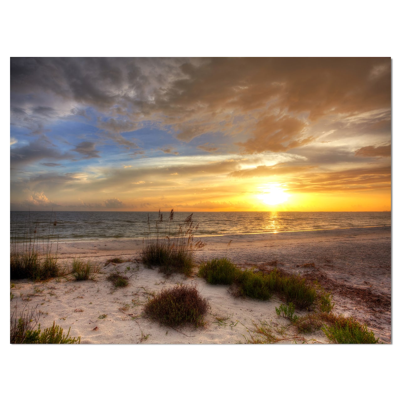 Designart - Sandy Beach with sunset - Sea &#x26; Shore Photography on wrapped Canvas